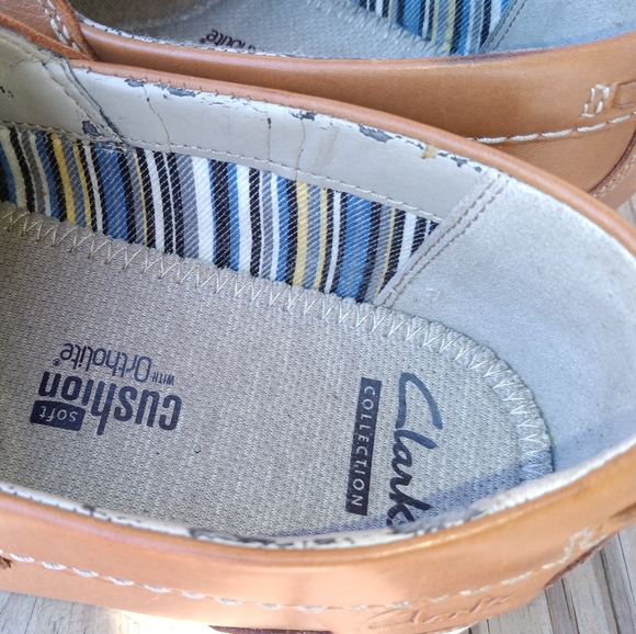 Clarks | Fallston Tan Leather Boat Shoes Cushion Ortholite Men's Size 10 - Picture 11 of 16
